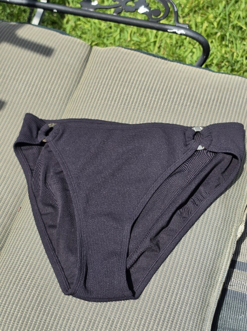 NEW Puma Women's Black Ribbed Bikini Bottom Swim Size L
